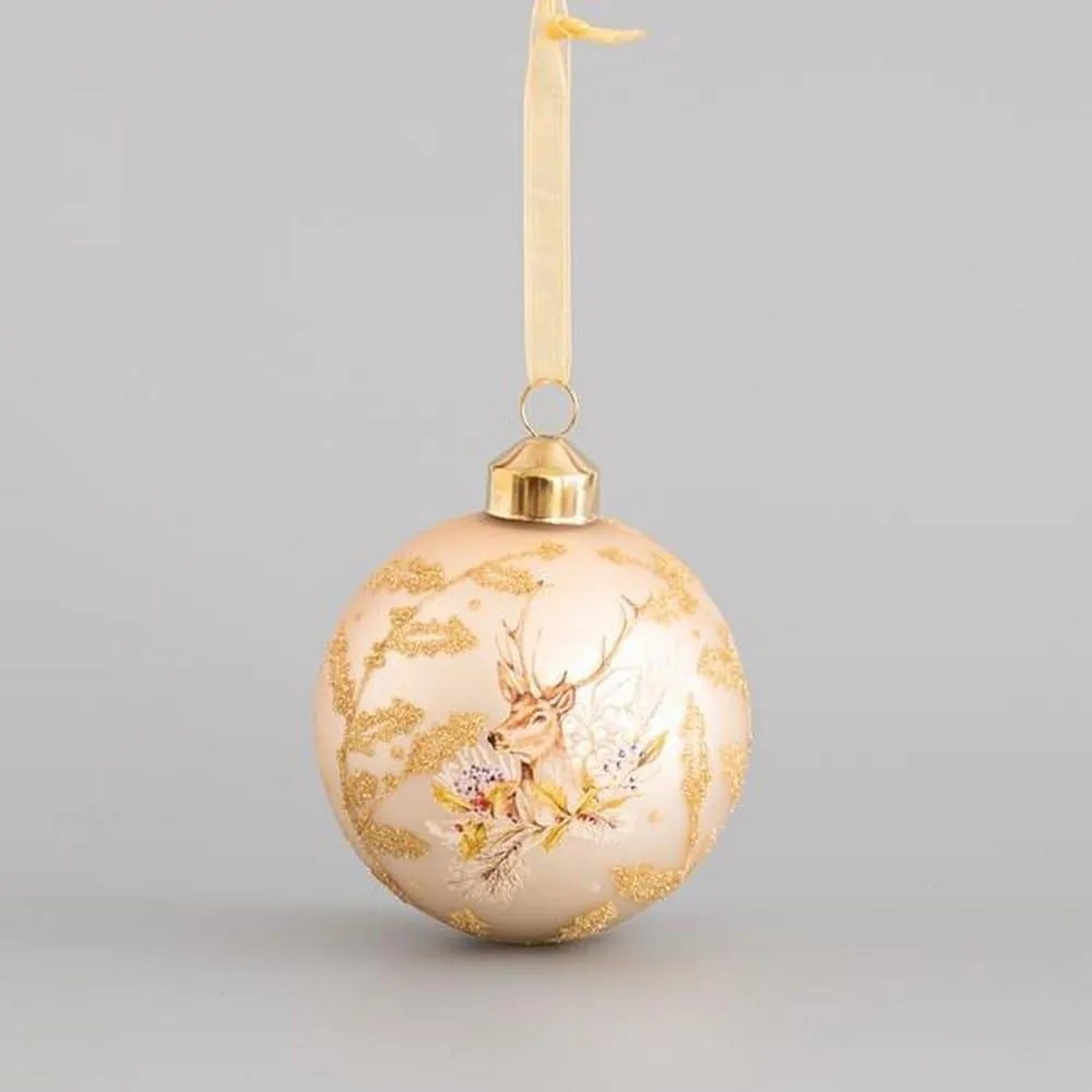 Χριστουγεννιάτικη Μπάλα Τάρανδο 600-44911 8cm Champagne