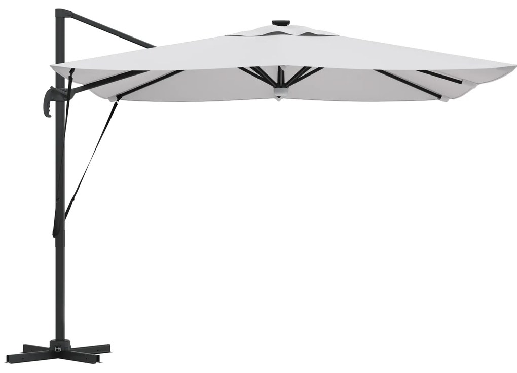 vidaXL Ομπρέλα Roma με LEDs Σαμπανί 286x285x270 εκ. Αλουμίνιο