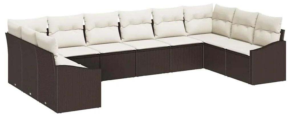 vidaXL Σετ Καναπέ Κήπου 10 pcs Καφέ Πολυ ράταν