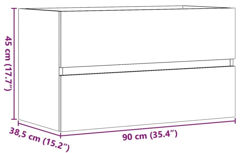 Ντουλάπι Νιπτήρα Γκρι Σκυροδέματος 90x38,5x45 εκ. Επεξ. Ξύλο - Γκρι