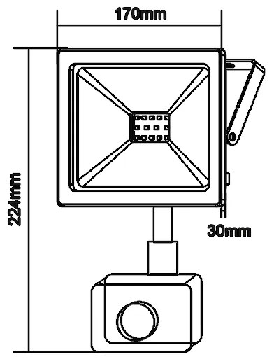 WHITE SENSOR LED SMD FLOOD LUMINAIRE IP66 50W 4000K 4250Lm 230V RA80 - Q5040WS - 4000K - Q5040WS