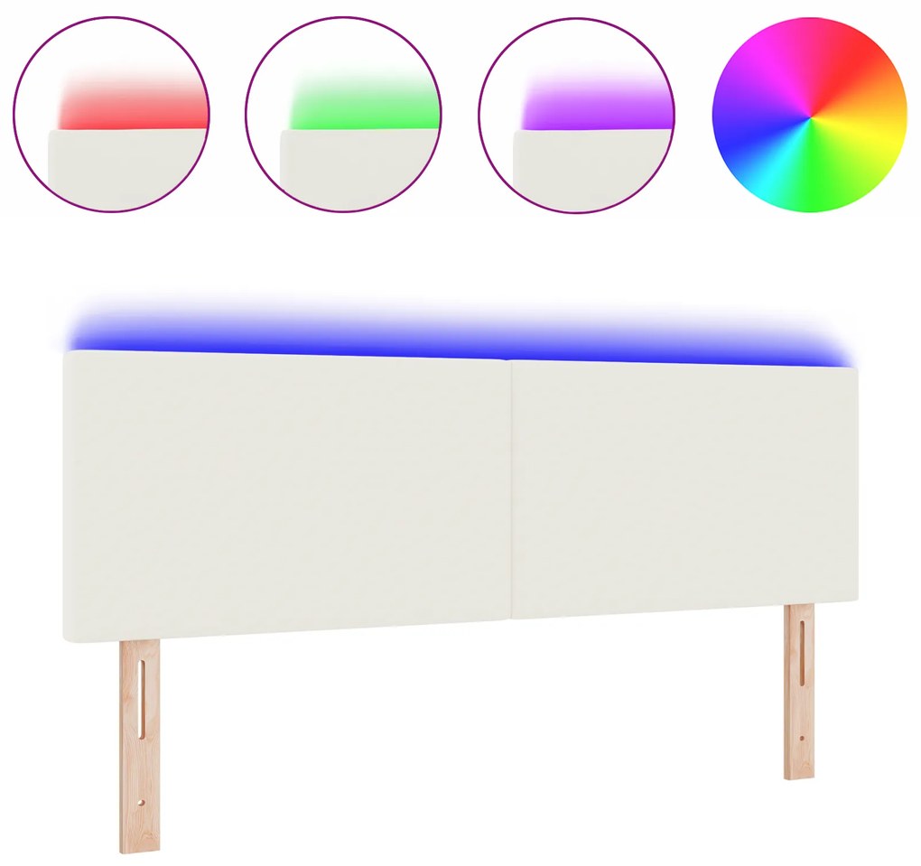 vidaXL LED Κεφαλάρι Απλή Σχεδίαση Κρεμ 80 εκ Κορντούρα