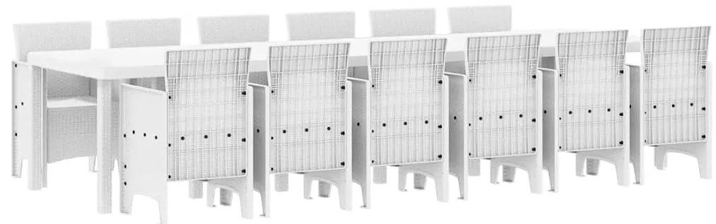 vidaXL Σέτ φαγητού για κήπο 13 pcs Λευκό Rattan Polt