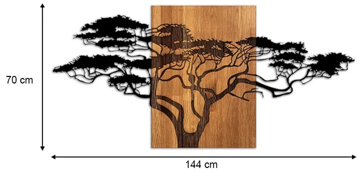 Διακοσμητικό τοίχου Acacia Tree Megapap ξύλινο - μεταλλικό χρώμα καρυδί - μαύρο 144x3x70εκ. - GP052-0057