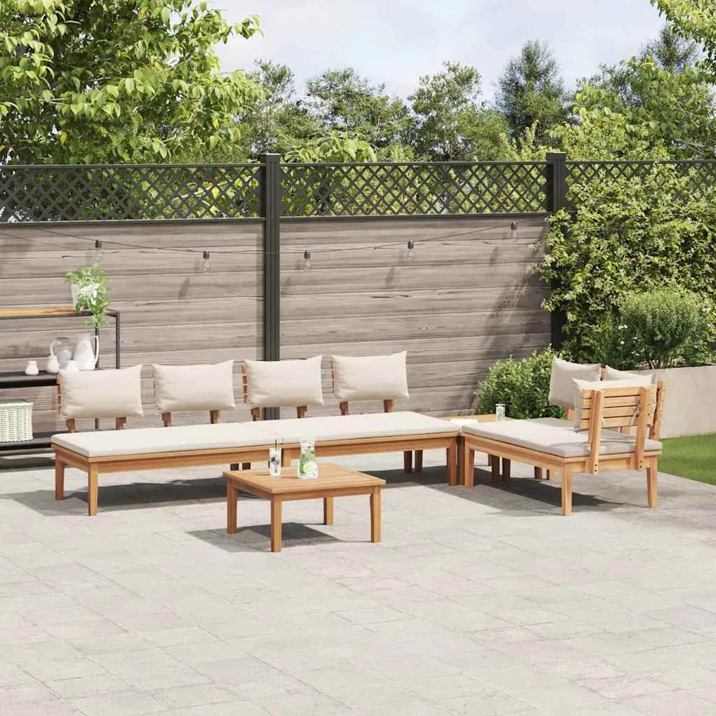 vidaXL Σετ Παγκάκι Κήπου 5 pcs Καφέ, Κρέμα Πολυ rattan, βαμμένο ατσάλι
