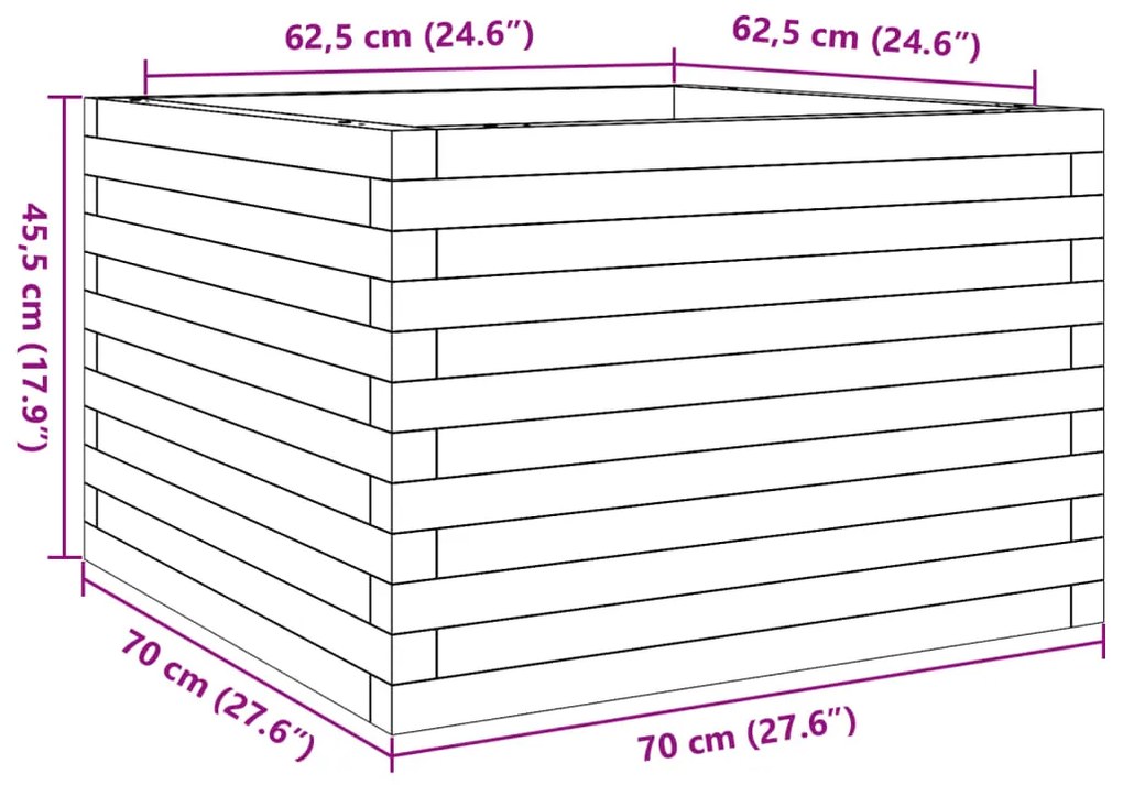 Ζαρντινιέρα Κήπου 70x70x45,5 εκ. από Μασίφ Ξύλο Ψευδοτσούγκας - Καφέ