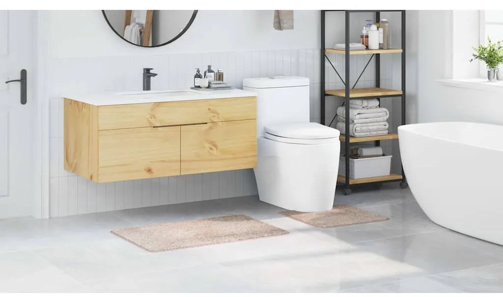 vidaXL Πατάκι μπάνιου 2 pcs Κρεμ 50 x 50 cm Πολυπροπυλένιο