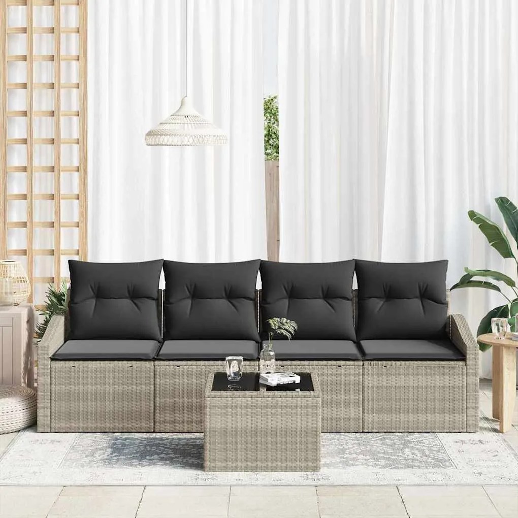 vidaXL Σετ Καναπέ Κήπου με μαξιλάρι 5 pcs Ανοιχτό γκρι 55 x 55 x 37 εκ