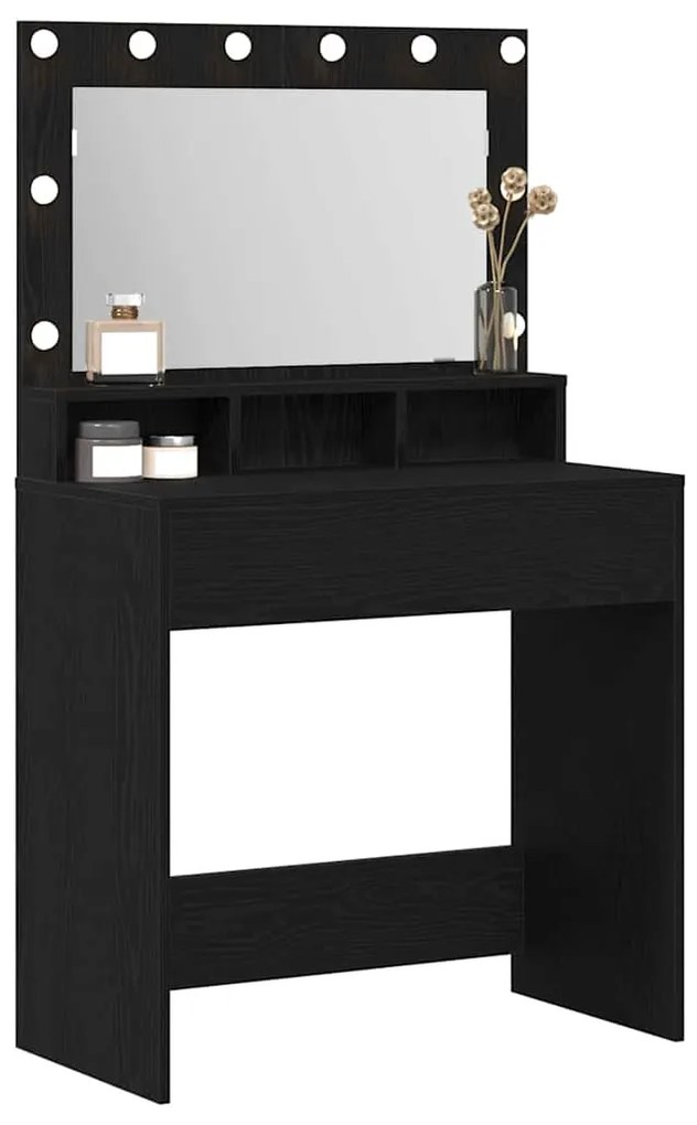 vidaXL Τραπέζι Μακιγιάζ Μαύρη δρυς 79 x 41 x 135 cm Επεξεργασμένο ξύλο