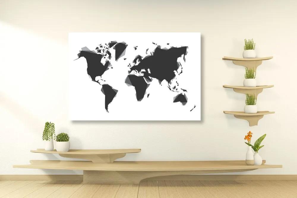 Εικόνα στο φελλό ενός αφηρημένου παγκόσμιου χάρτη σε ασπρόμαυρο - 90x60  peg