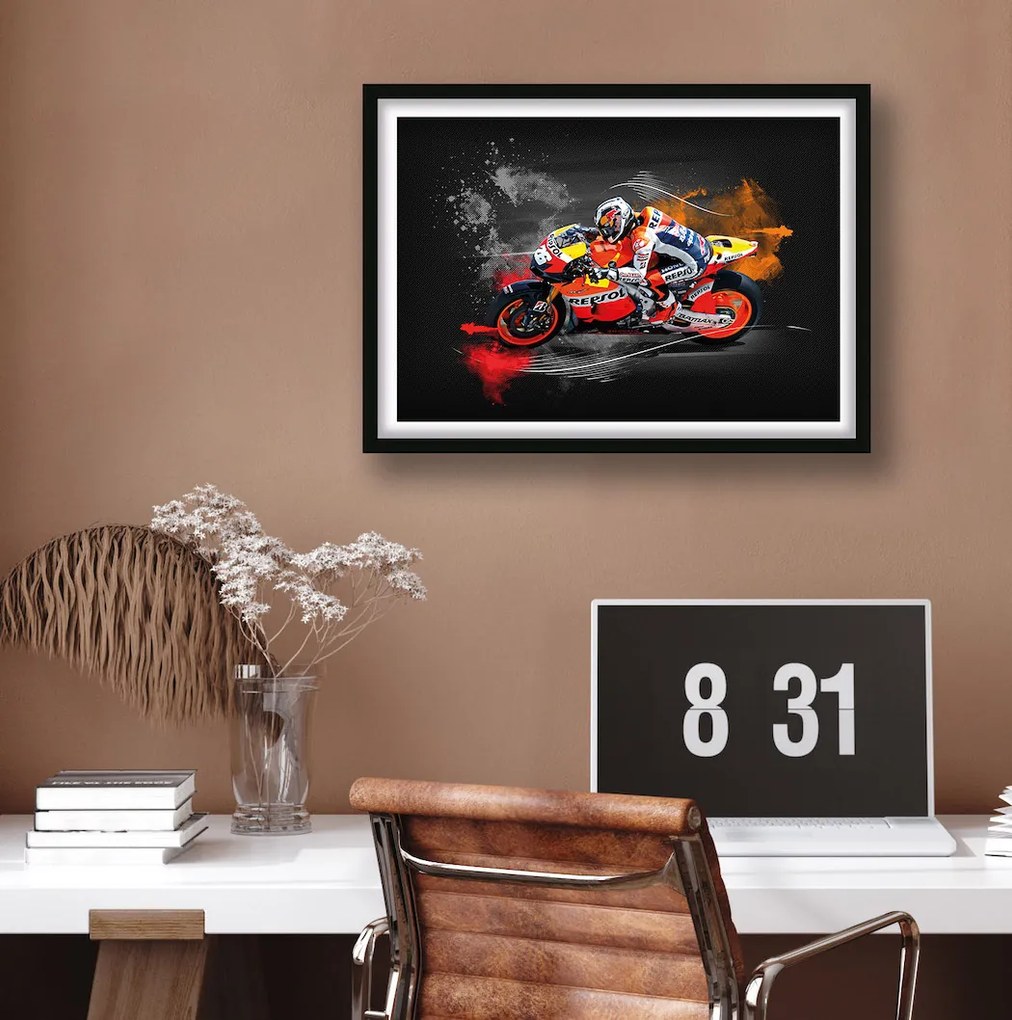 Πόστερ &amp; Κάδρο MotoGp GP026 40x50cm Μαύρο Ξύλινο Κάδρο (με πόστερ)