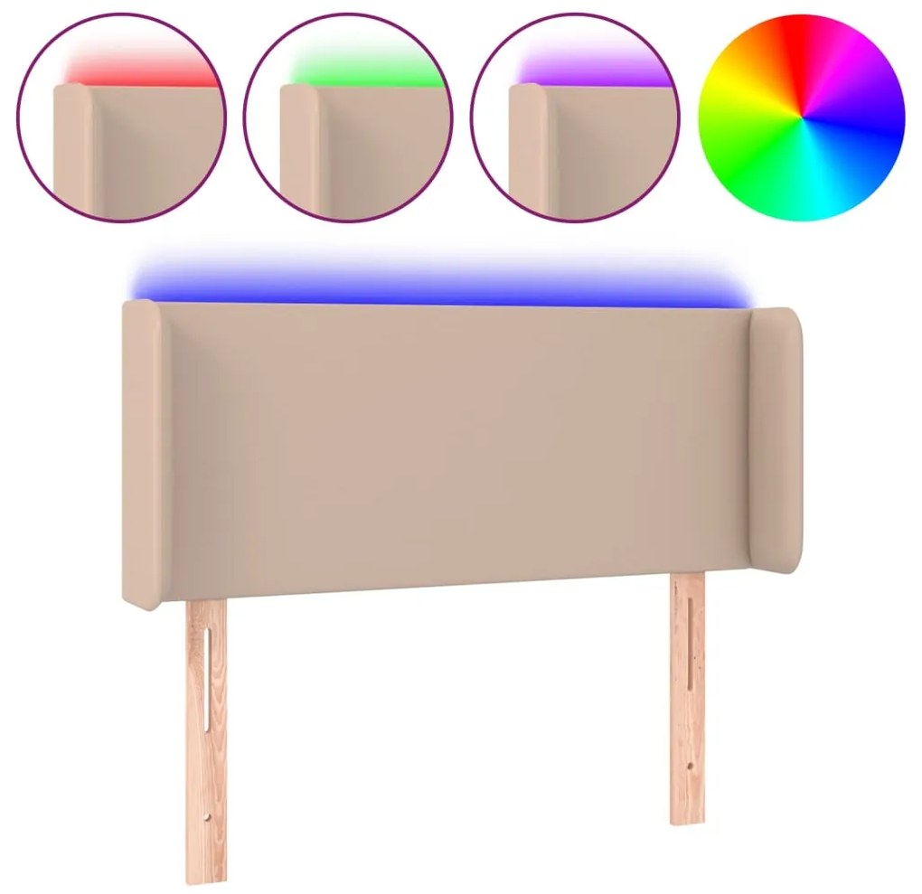 vidaXL Κεφαλάρι Κρεβατιού LED Καπουτσίνο 103x16x78/88εκ. Συνθετ. Δέρμα