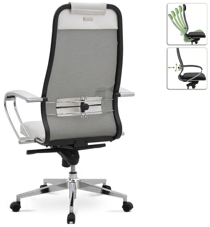 Καρέκλα γραφείου εργονομική Samurai-1 Megapap με ύφασμα Mesh σε λευκό 70x71x123/138εκ. - Ύφασμα - GP008-0025