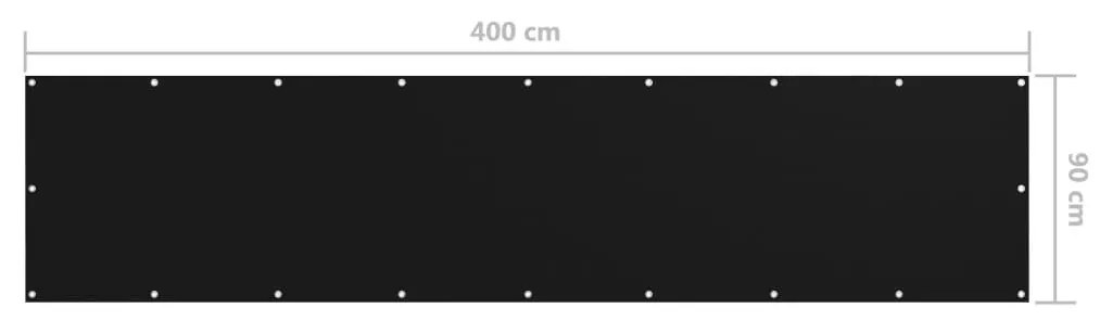 Διαχωριστικό Βεράντας Μαύρο 90 x 400 εκ. Ύφασμα Oxford - Μαύρο