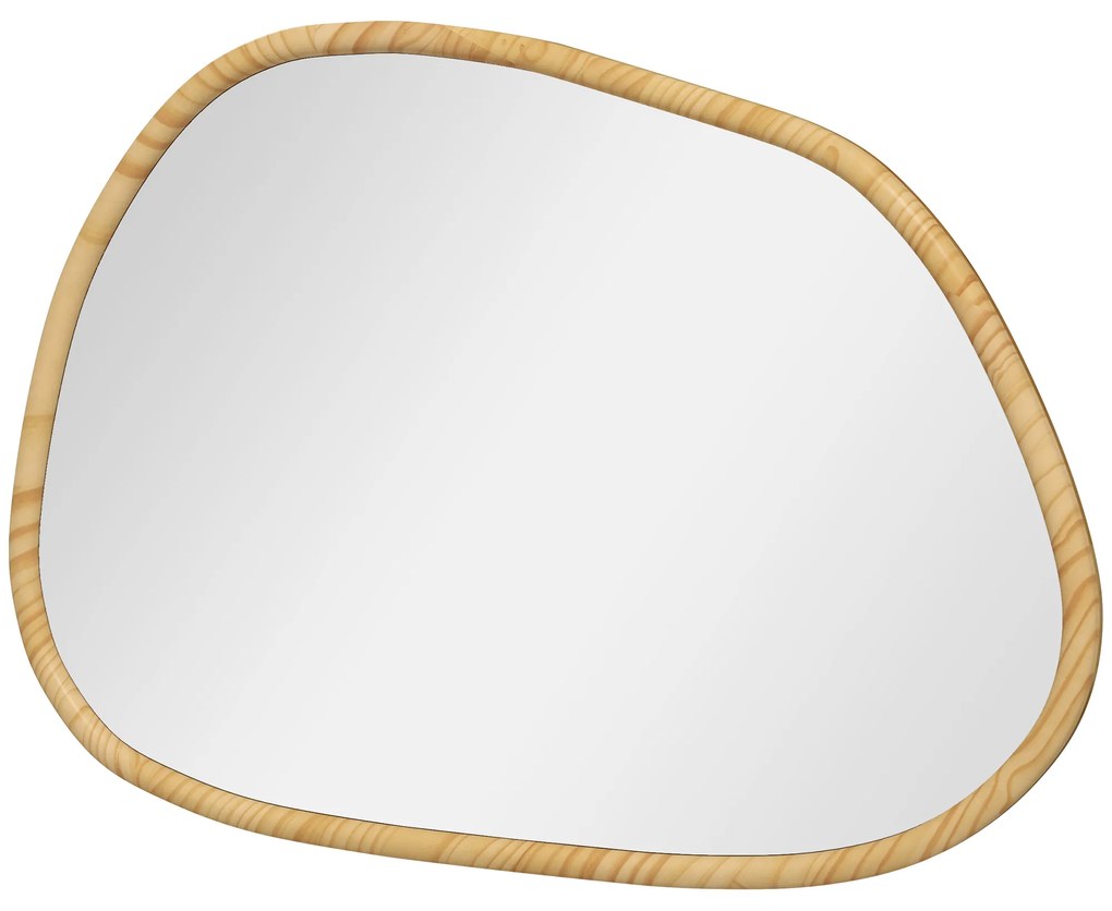 HOMCOM Επιτοίχιος Καθρέφτης Διακοσμητικός Καθρέφτης, Vintage Σχέδιο, 80 cm x 2,1 cm x 60 cm, Μασίφ Ξύλο, Φυσικό