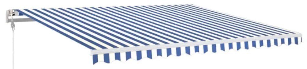vidaXL Τέντα Αυτόματη με LED &amp; Αισθ. Ανέμου Μπλε/Λευκό 450 x 350 εκ.