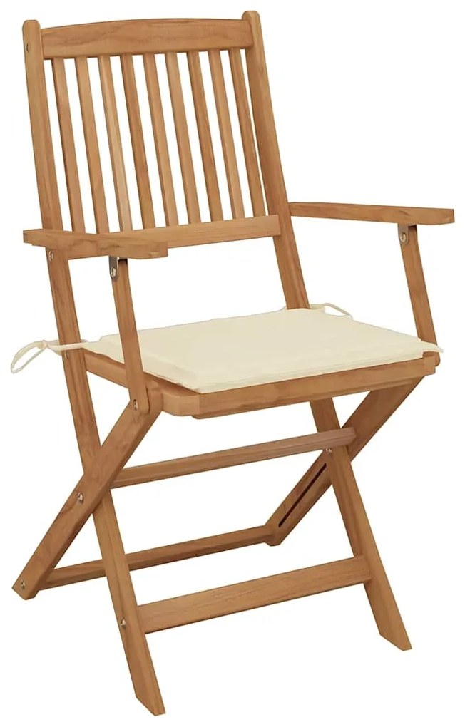 vidaXL Καρέκλες Εξ. Χώρου Πτυσσόμενες 8 τεμ. Ξύλο Ακακίας &amp; Μαξιλάρια