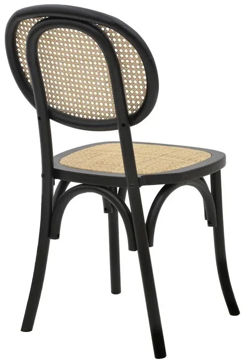 Καρέκλα Zoel μαύρο ξύλο οξιάς-φυσικό rattan 45x52x82εκ 45x52x82 εκ.