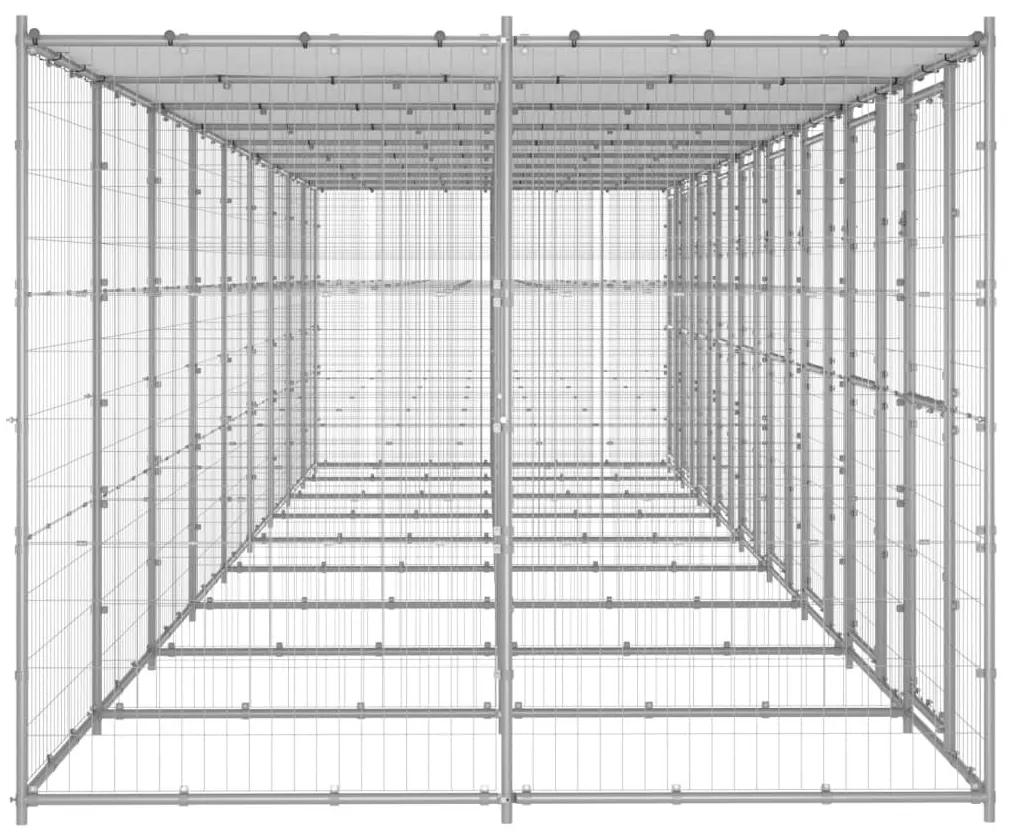 Κλουβί Σκύλου Εξ. Χώρου με Στέγαστρο 21,78 μ² Γαλβ. Χάλυβας - Ασήμι