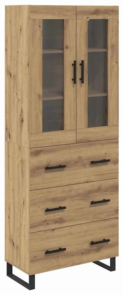 vidaXL Highboard με συρτάρι 2 pcs Artisan Oak Σύνθετο Ξύλο και Γυαλί