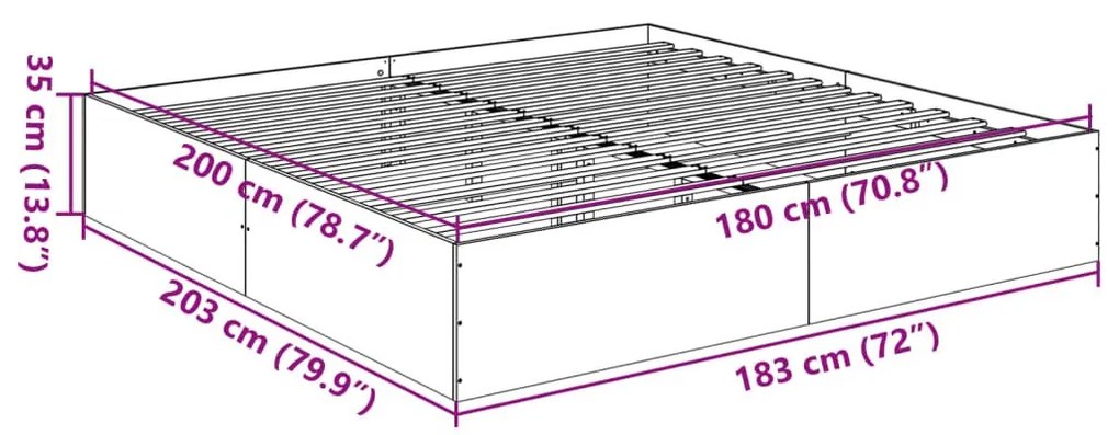 Πλαίσιο Κρεβατιού Λευκό 180 x 200 εκ. Επεξεργ. Ξύλο - Λευκό