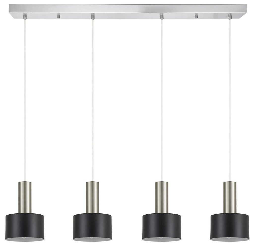 Φωτιστικό Οροφής  SE21-NM-4-4NM-MS1 ADEPT TUBE Nickel Matt Pendant Black Metal Shade+ - 51W - 100W - 77-8455