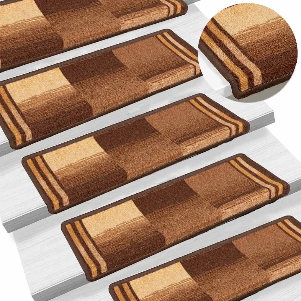 vidaXL Πατάκια Σκάλας Αυτοκόλλητα 10 τεμ. Καφέ 65x21x4 εκ.