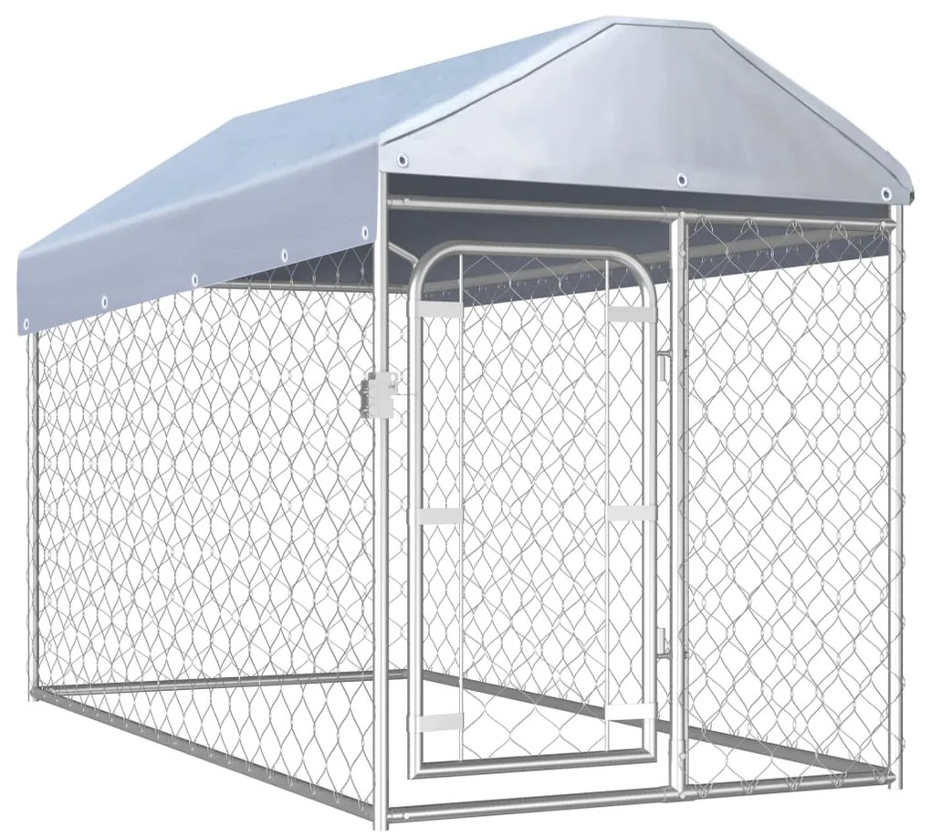Κλουβί Σκύλου Εξωτερικού Χώρου 200 x 100 x 125 εκ. με Στέγαστρο