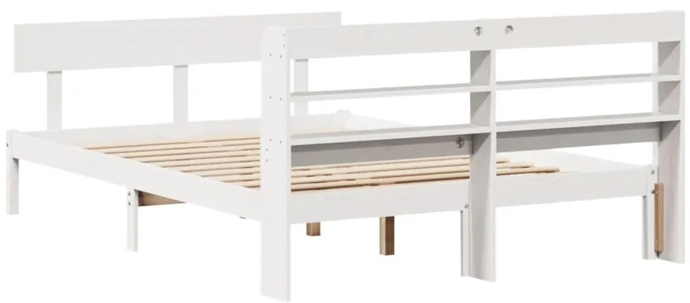 vidaXL Σκελετός Κρεβ. Χωρίς Στρώμα Λευκό 135x190 εκ Μασίφ Πεύκο