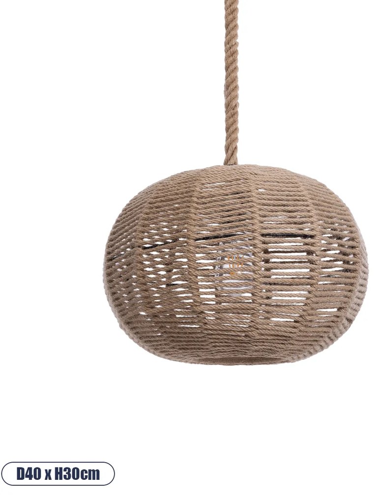 01331 GloboStar® GLOBOSTAR® MANDALA 01331 Vintage Κρεμαστό Φωτιστικό Οροφής με Ντουί 1 x E27 AC 220-240V IP20 - Μπεζ - Μ40 x Π40 x Υ33cm