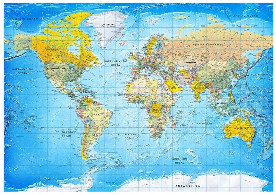 Αυτοκόλλητη ταπετσαρία κλασικός παγκόσμιος χάρτης - 392x280