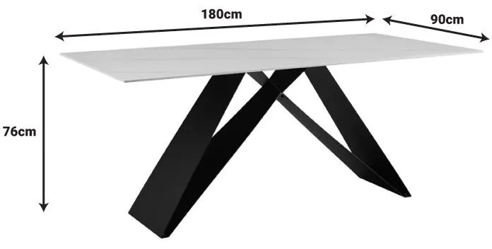 Τραπέζι Meja pakoword Sintered stone λευκό με μεταλλικά πόδια σε μαύρη απόχρωση 180x90x76εκ 180x90x76 εκ.