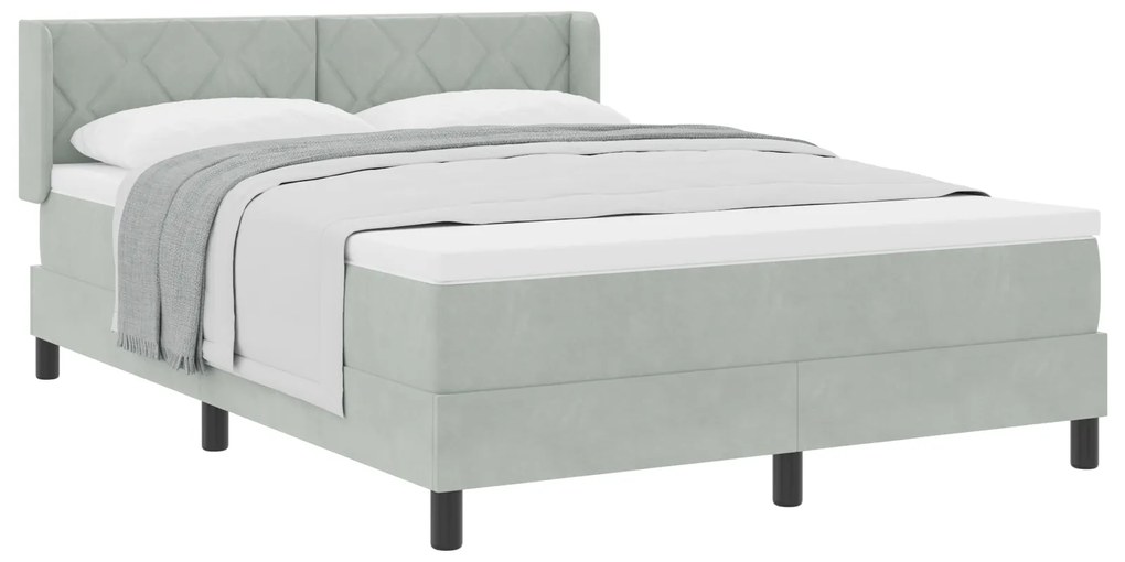 vidaXL Κρεβάτι Box Spring με Στρώμα Ανοιχτό Γκρί 140x200 εκ Βελούδο