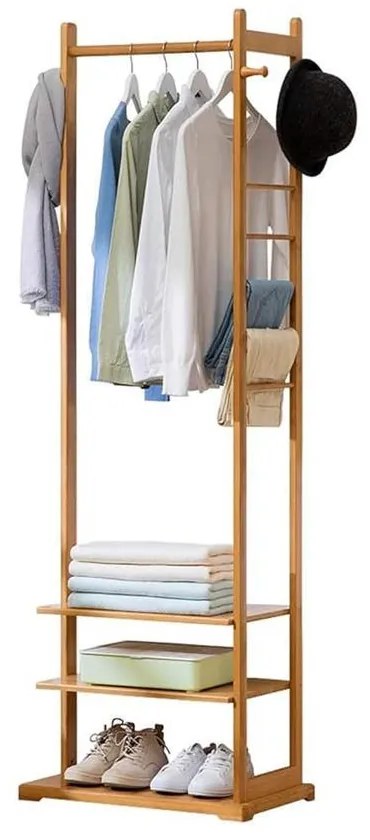 Κρεμάστρα ράγα οργάνωσης ρούχων bamboo Υ176x58x35εκ.