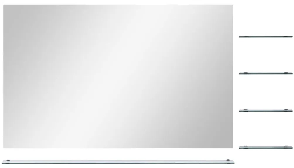 vidaXL Καθρέφτης Τοίχου Ασημί 100 x 60 εκ. με 5 Ράφια