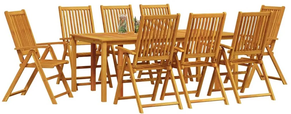 vidaXL Σέτ φαγητού για κήπο 9 pcs Καφέ Μασίφ ξύλο ακακίας