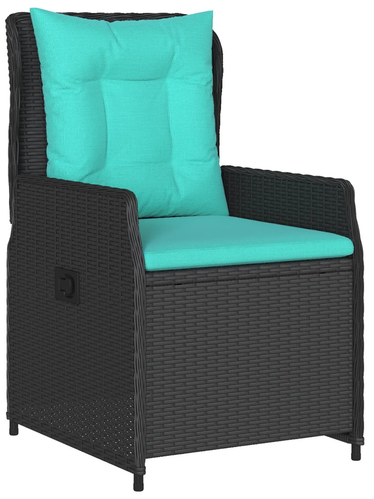 vidaXL Σετ Γεύματος Κήπου 9 Τεμάχια Μαύρο Poly Rattan