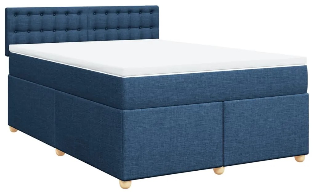 vidaXL Κρεβάτι Boxspring με Στρώμα Μπλε 160x200 εκ. Υφασμάτινο