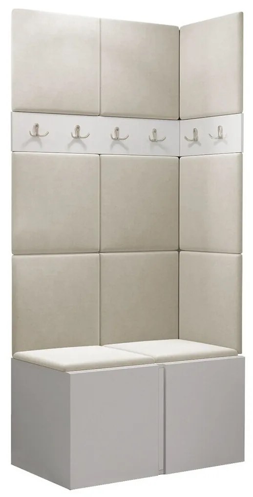 Σετ διαδρόμου Hartford 264, 186x84x46cm, 27 kg, Άσπρο, Ταπισερί, Πλαστικοποιημένη μοριοσανίδα, Τοίχου, Εντοιχισμένη | Epipla1.gr