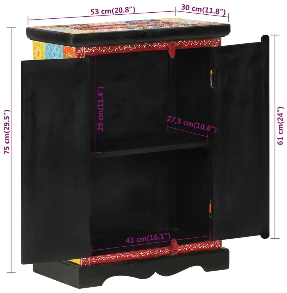 Ντουλάπι με Πόρτες Χειροποίητο 53x30x75 εκ. Μασίφ Ξύλο Μάνγκο - Πολύχρωμο