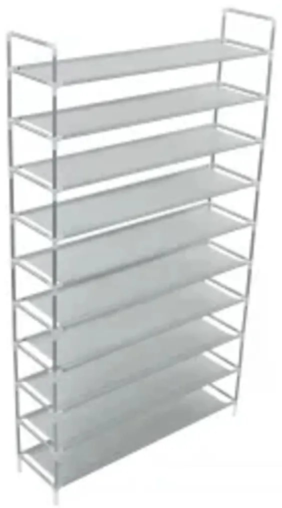 vidaXL Παπουτσοθήκη με 10 Ράφια Ασημί από Μέταλλο και Ύφασμα Non Woven