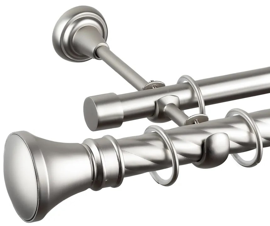 Κουρτινόβεργα διπλή twist Kolosos 25/19 – χρώμιο ματ - 400 cm