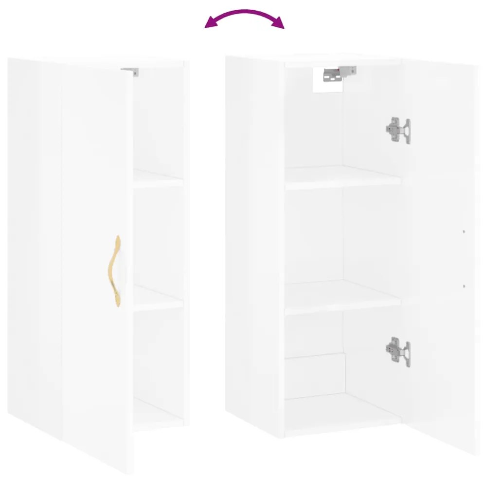 Ντουλάπι Τοίχου Γυαλιστερό Λευκό 34,5 x 34 x 90 εκ. 828838