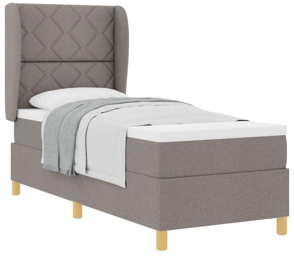 vidaXL Κρεβάτι Box Spring με Στρώμα Taupe 80x200 εκ. Υφασμάτινο