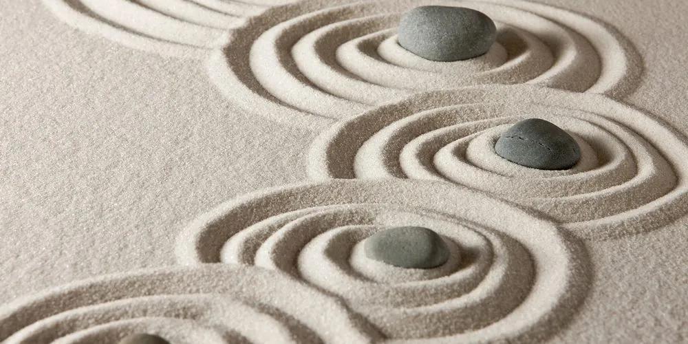 Εικόνα πέτρες Ζεν σε κύκλους με άμμο - 120x60