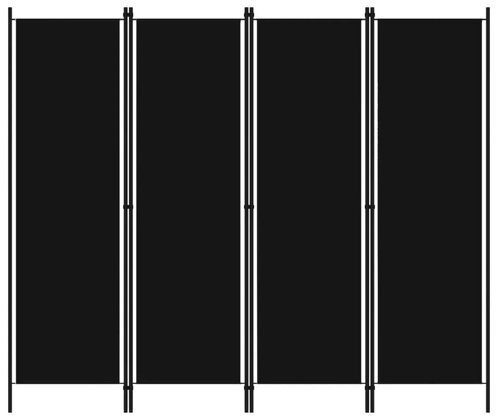 Διαχωριστικό Δωματίου με 4 Πάνελ Μαύρο 200 x 180 εκ.