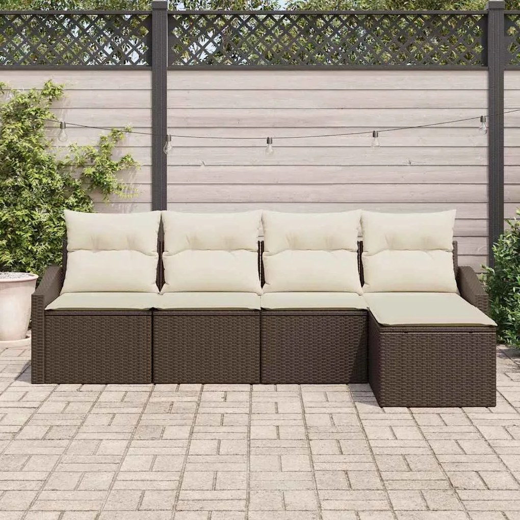 vidaXL Σετ Καναπέ Κήπου 5 pcs Καφέ Πολυ ράταν