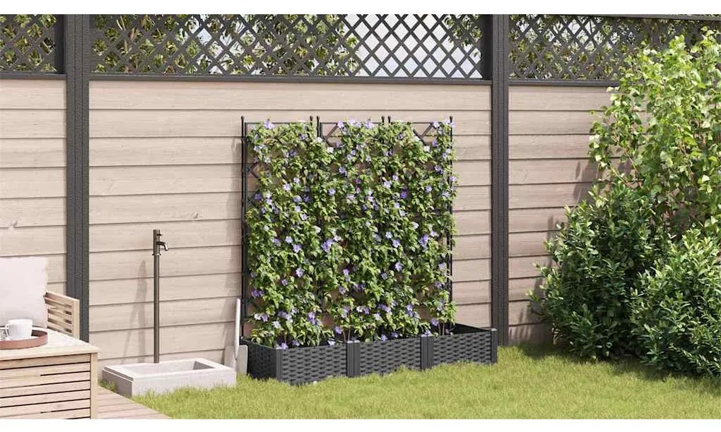 vidaXL Γλάστρα Κήπου 3 pcs Μαύρο 120 x 40 x 125,5 εκ. Ατσάλι