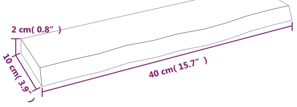 vidaXL Ράφι Τοίχου Σκούρο Καφέ 40x10x2 εκ. Επεξεργ. Μασίφ Ξύλο Δρυός