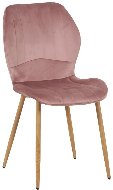 Καρέκλα Jelour pakoworld βελούδο σε σάπιο μήλο απόχρωση-πόδια φυσικά μεταλλικά 46.5x60x84εκ